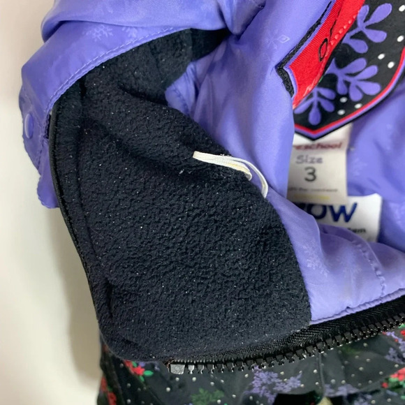 Obermeyer Kids Jacket Ski Coat I-Grow Size 4 Black/Red Floral Snowflakes Hooded - Picture 14 of 15